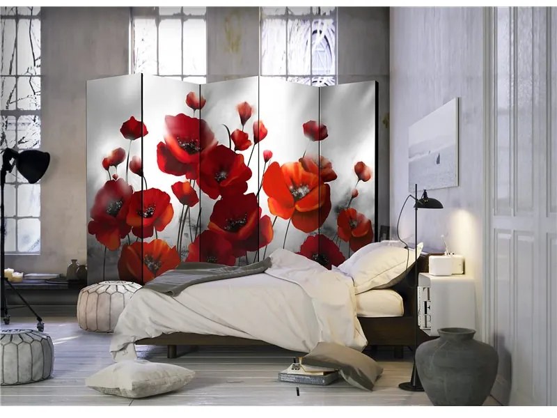 Paravento  Poppies in the Moonlight II [Room Dividers]  Colore Rosso, Dimensioni e Misure 225x172