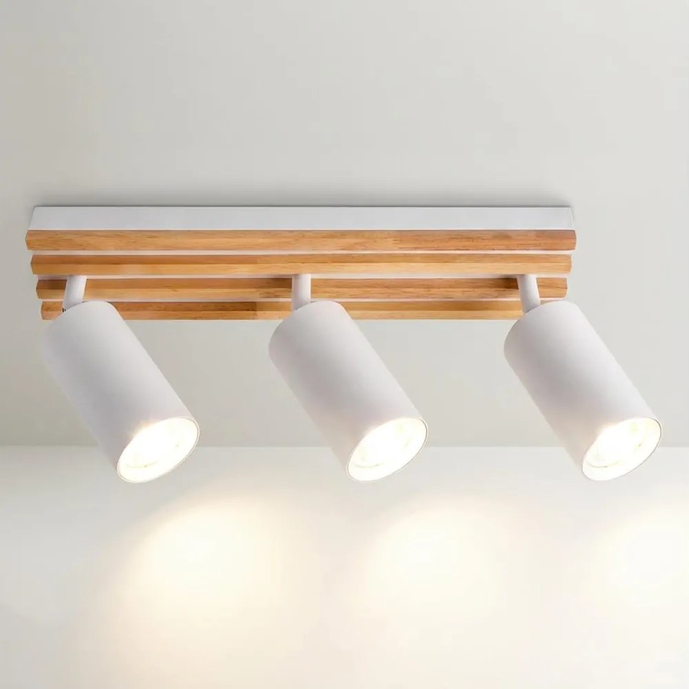 Brilagi - Faretto orientabile SELE WOOD ACOUSTIC 3xGU10/30W/230V bianco/legno