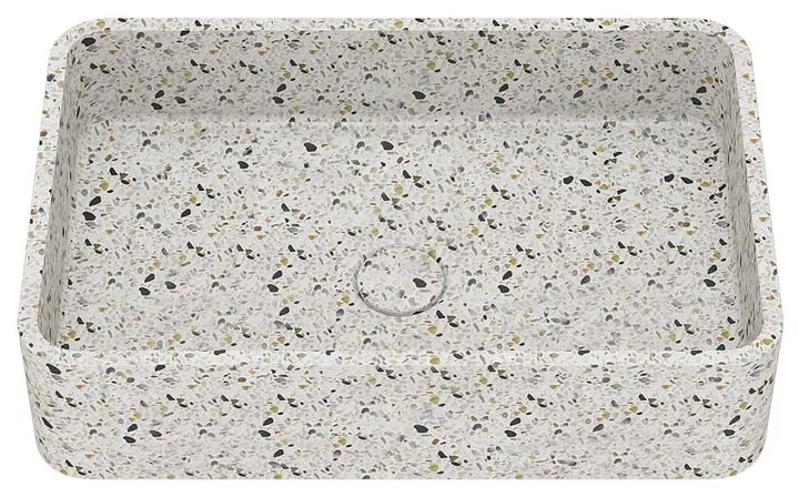 Lavabo da appoggio IDRO BRIC rettangolare piletta inclusa in pietra L 50 x H 12 x P 32.5 cm beige piletta inclusa