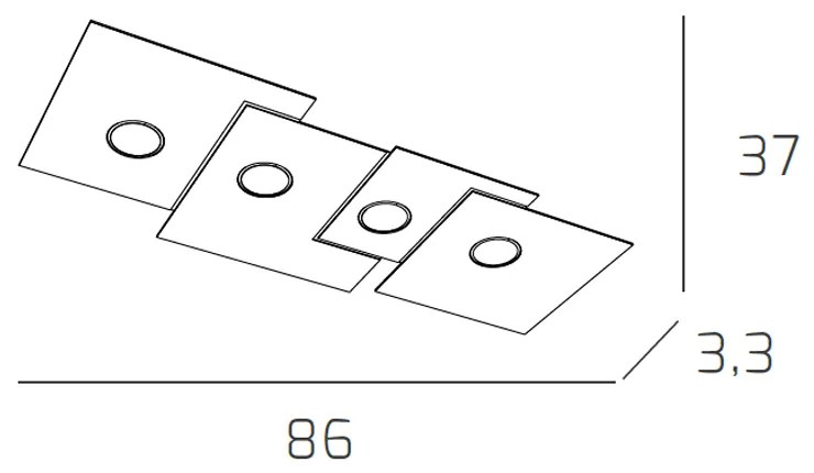 Plafoniera Moderna Rettangolare Plate Metallo Grigio Antracite 4 Luci Gx53