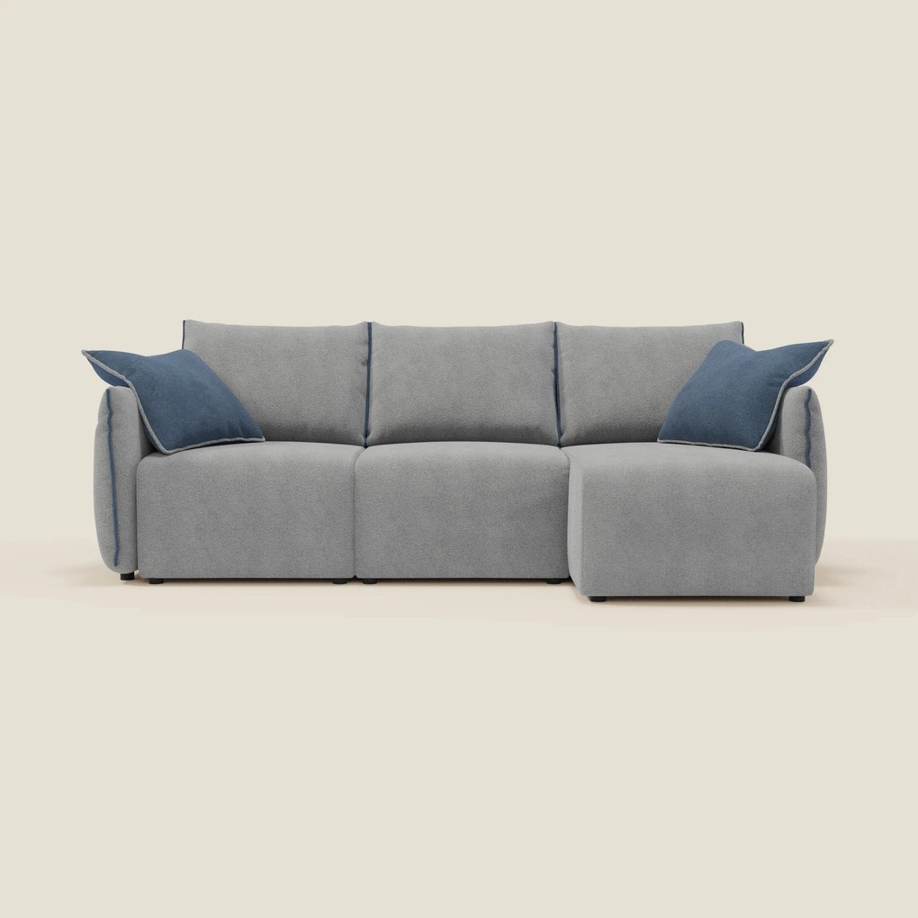 Flexar Divano angolare reversibile con sedute allungabili in bouclé morbido impermeabile T07 grigio - blu
