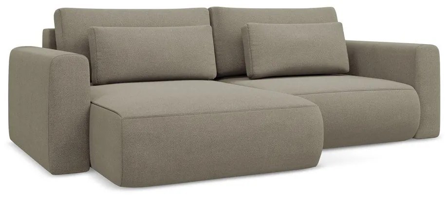 Divano angolare marrone chiaro allungabile/con contenitore (con penisola a sinistra/con chaise lounge) Kapua – Makamii