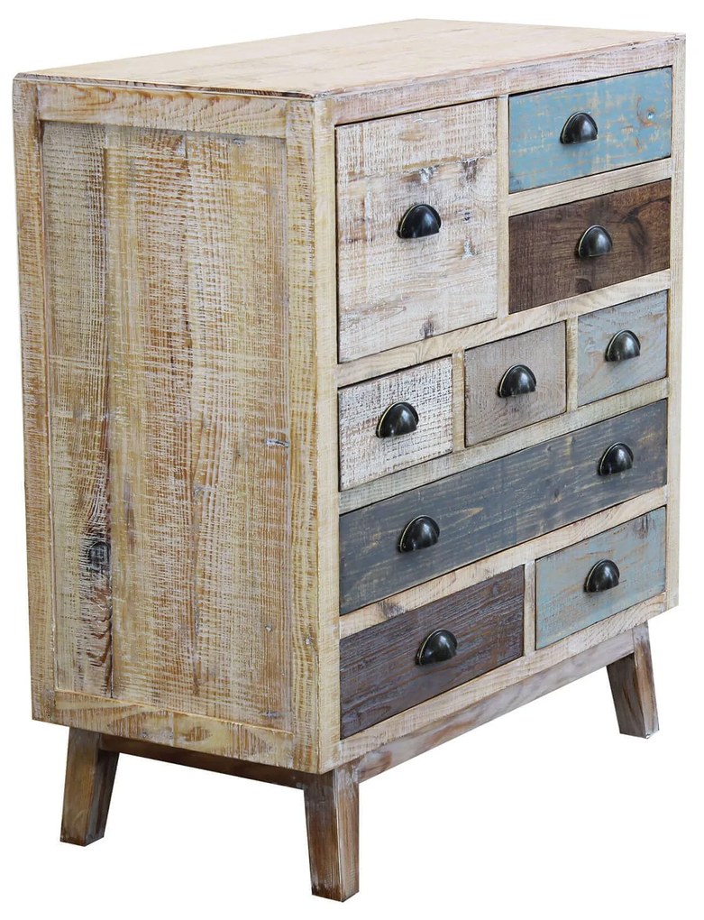 COLORWOOD - cassettiera nove cassetti in legno colorato da 80 cm