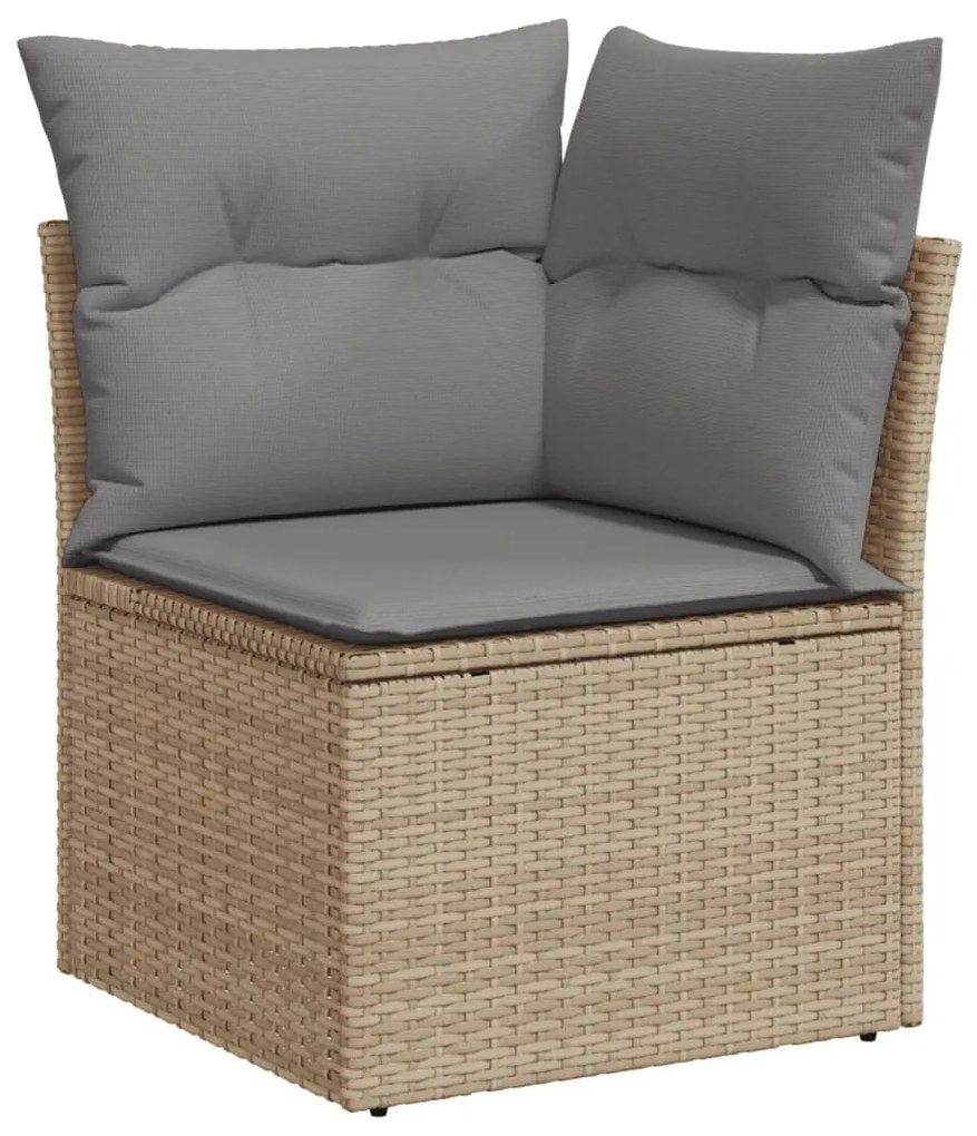 Set Divano da Giardino 13 pz con Cuscini Beige Misto Polyrattan