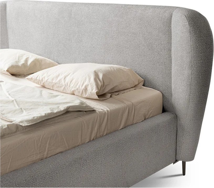 Letto matrimoniale imbottito grigio chiaro con rete inclusa 180x200 cm Makana – Makamii