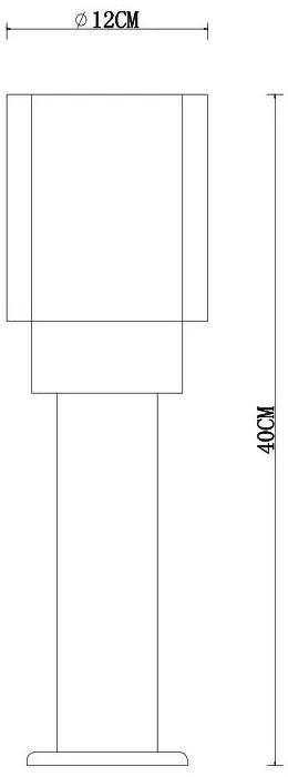 Paletto da Giardino 40cm di Design in acciaio INOX, IK06, IP54, base E27 Base E27