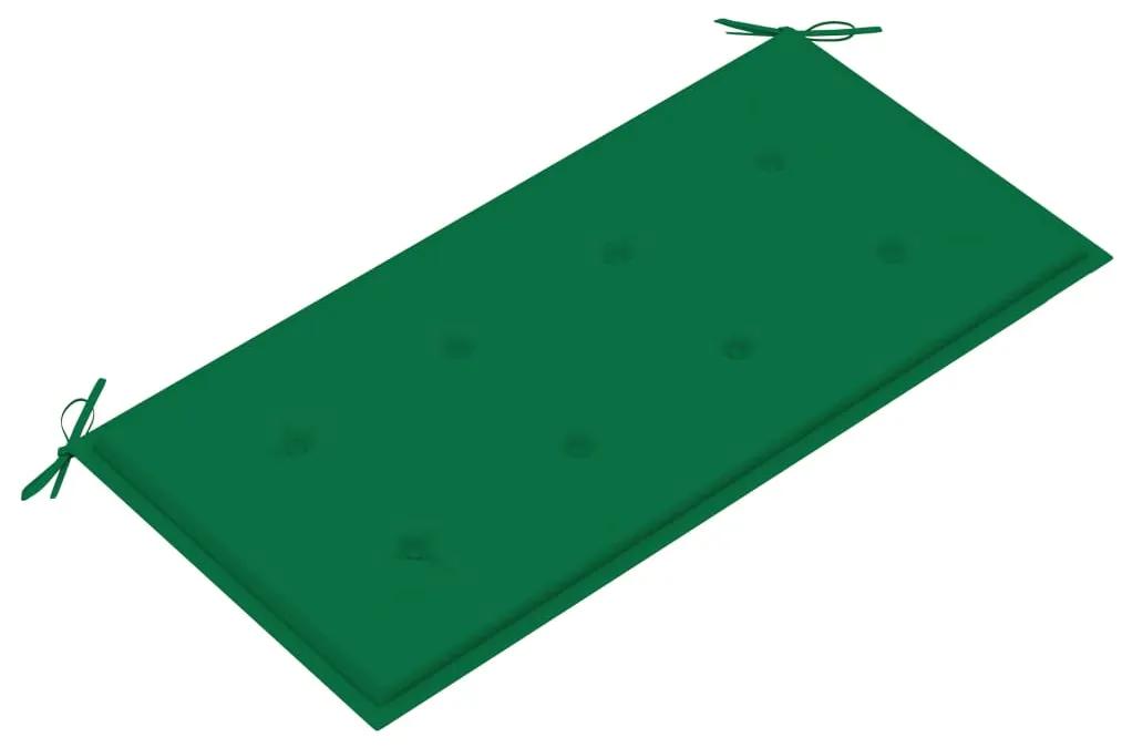 Panca da giardino con cuscino verde 112 cm in legno teak