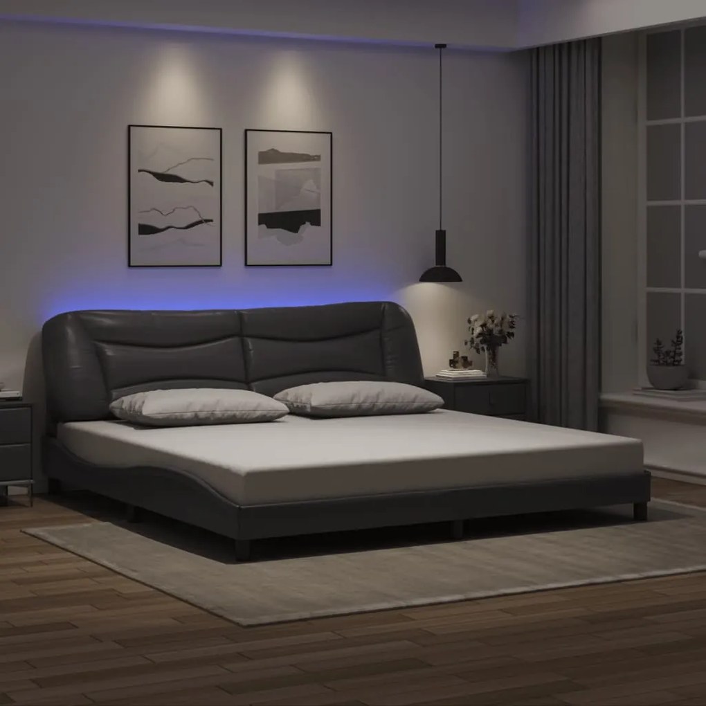 Giroletto Con Luci Led Grigio 200x200 Cm İn Similpelle /