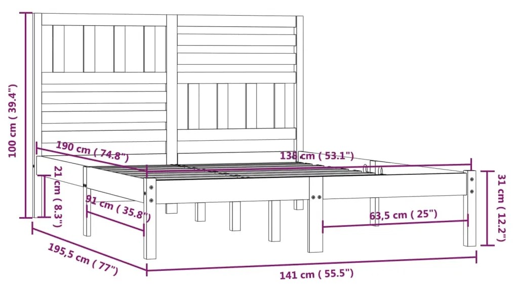 Giroletto 135x190 cm Double in Legno Massello di Pino