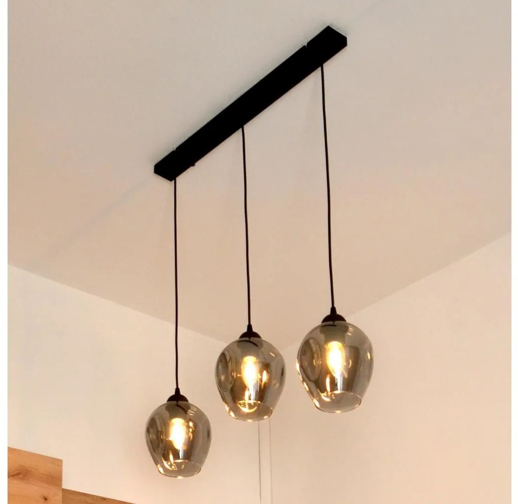 Lampadario a sospensione con filo LILI 3xE27/15W/230V nero/grigio