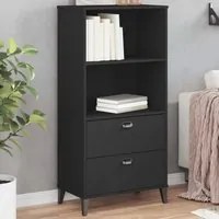 Libreria VIKEN Nera 60x35x123 cm in Legno Massello di Pinocod mxl 114356