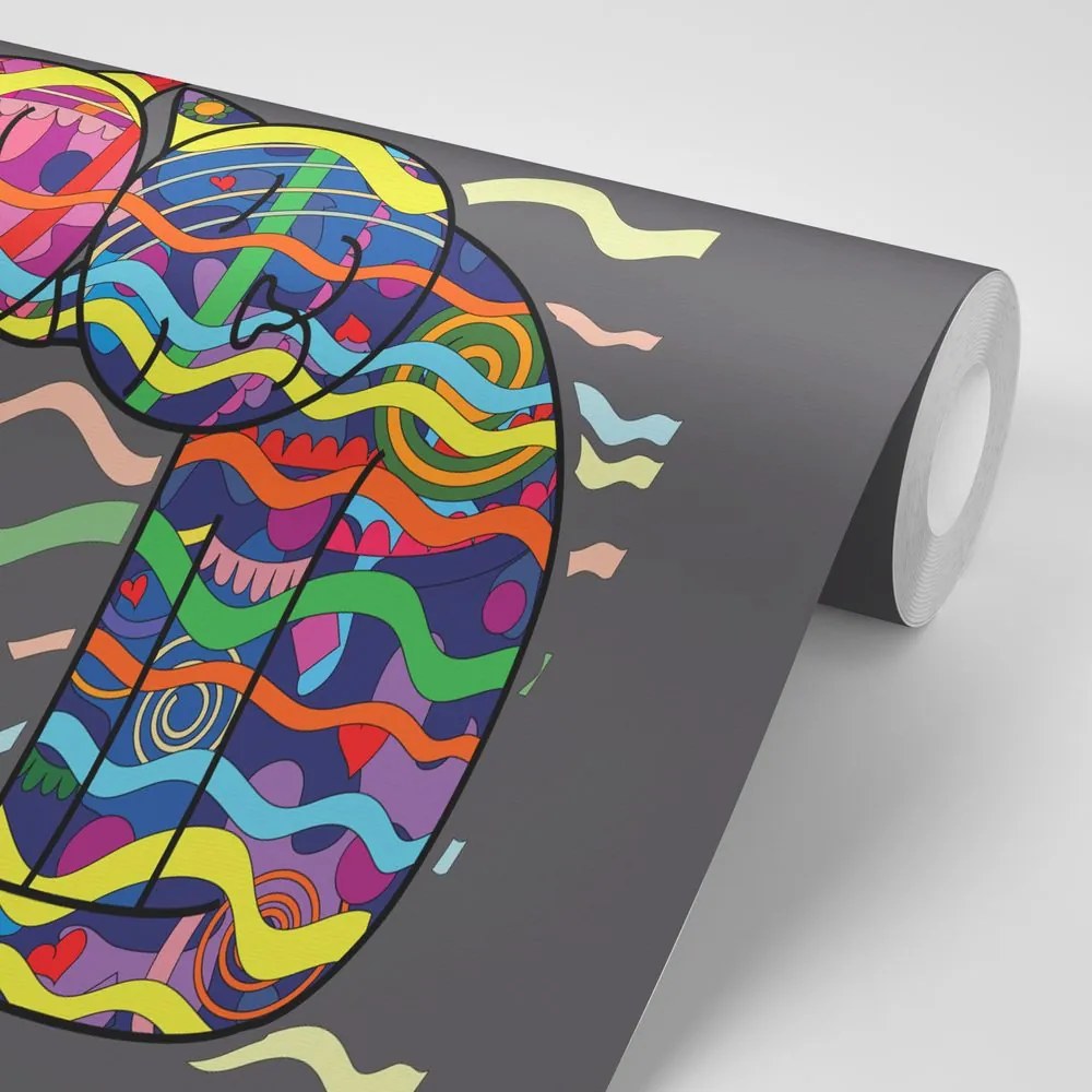 Carta da parati autoadesiva – Gatti innamorati in stile pop art