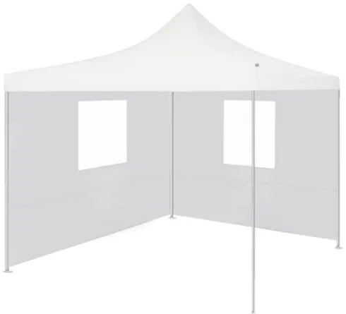 Gazebo Professionale Pieghevole 2 Pareti 3x3 m Acciaio Bianco