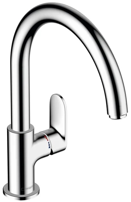 Rubinetto da cucina fisso a collo di cigno Vernis Blend argento cromato lucido HANSGROHE