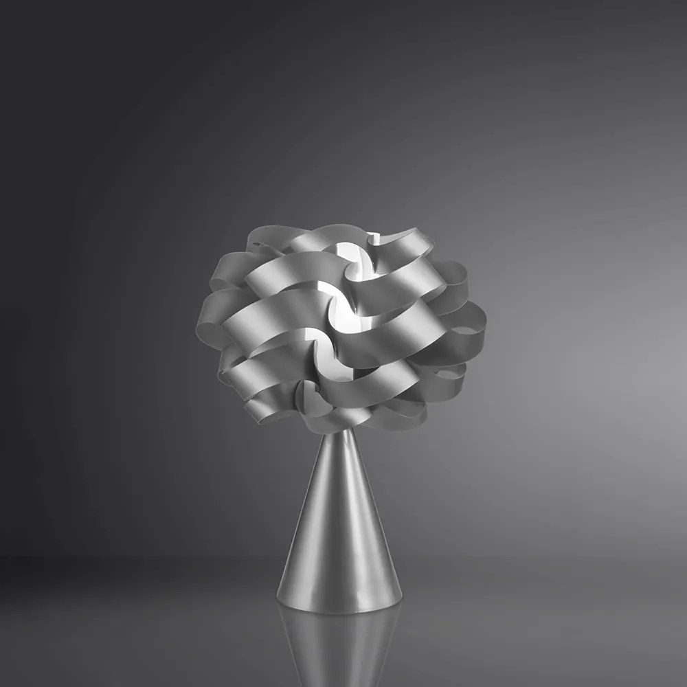 Lampada Da Tavolo A Cono 1 Luce Cloud In Polilux Silver Made In Italy