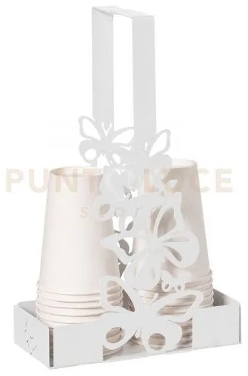 Porta bicchieri farfalloso bianco marmo