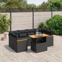 Set Divani da Giardino con Cuscini 7pz Nero Polyrattancod mxl 112723