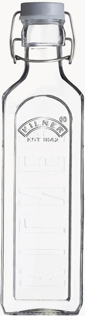 Set di 4 bottiglie quadrate in vetro con tappo a clip Kilner