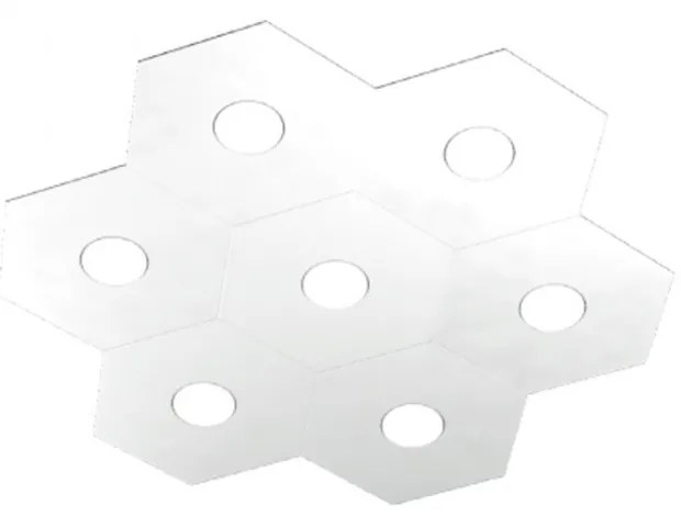 Plafoniera Moderna Hexagon Metallo Bianco 7 Luci Led 12X7W