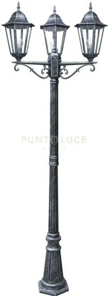 Palo firenze nero e silver 3 luci attacco e27 ip44 76,5x218cm in me...