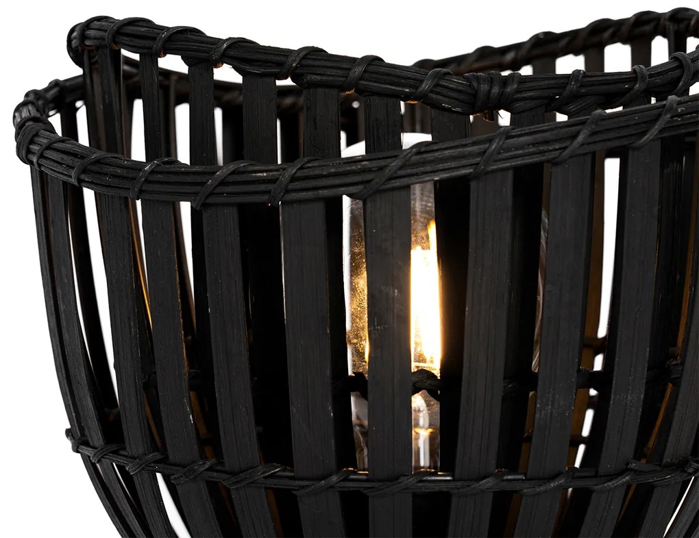 Lampada da tavolo orientale in bambù nero - Pua