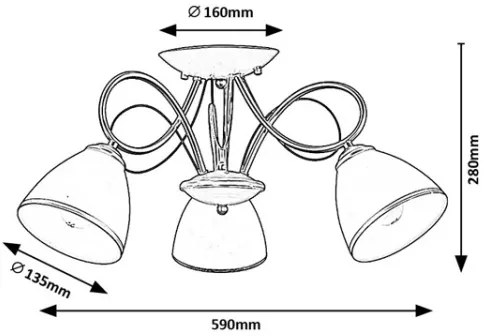 Brilagi - Plafoniera da soffitto FRED 3xE27/60W/230V Ø 59 cm oro