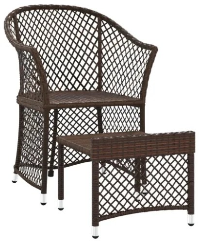 Set Divani da Giardino 2 pz con Cuscini in Polyrattan Marrone