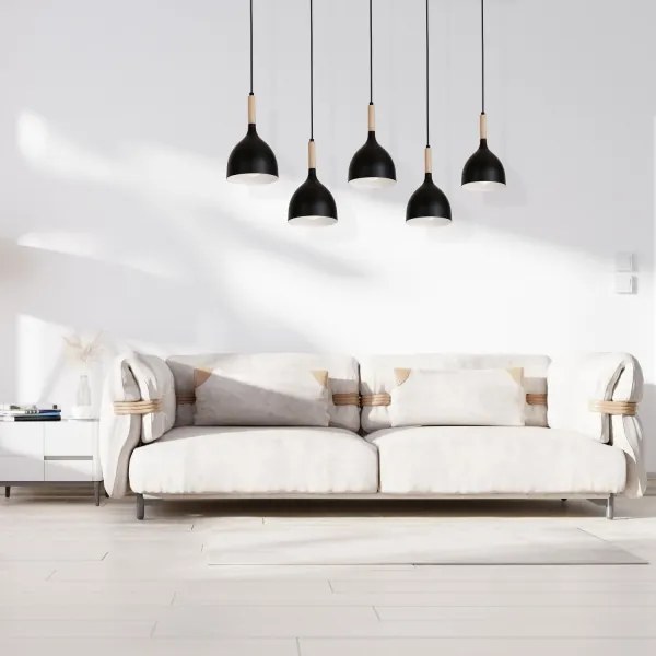 Lampadario a sospensione con filo NOAK WOOD 5xE27/60W/230V