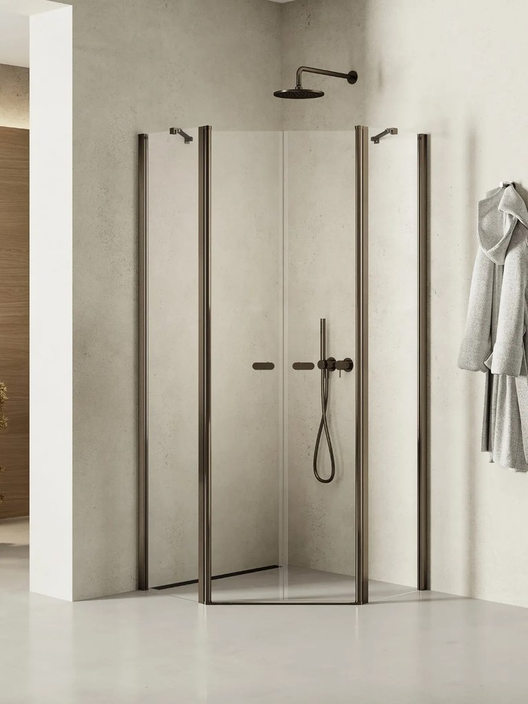 New Trendy New Soleo Gunmetal Brushed box doccia 80x80 cm grafite spazzolata/vetro trasparente K-1711