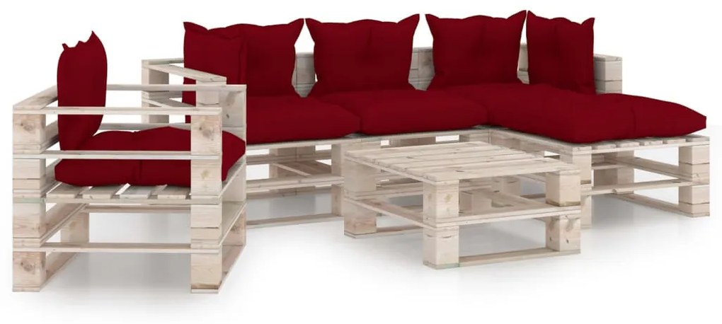 Set divani da giardino pallet 6 pz con cuscini in legno di pino