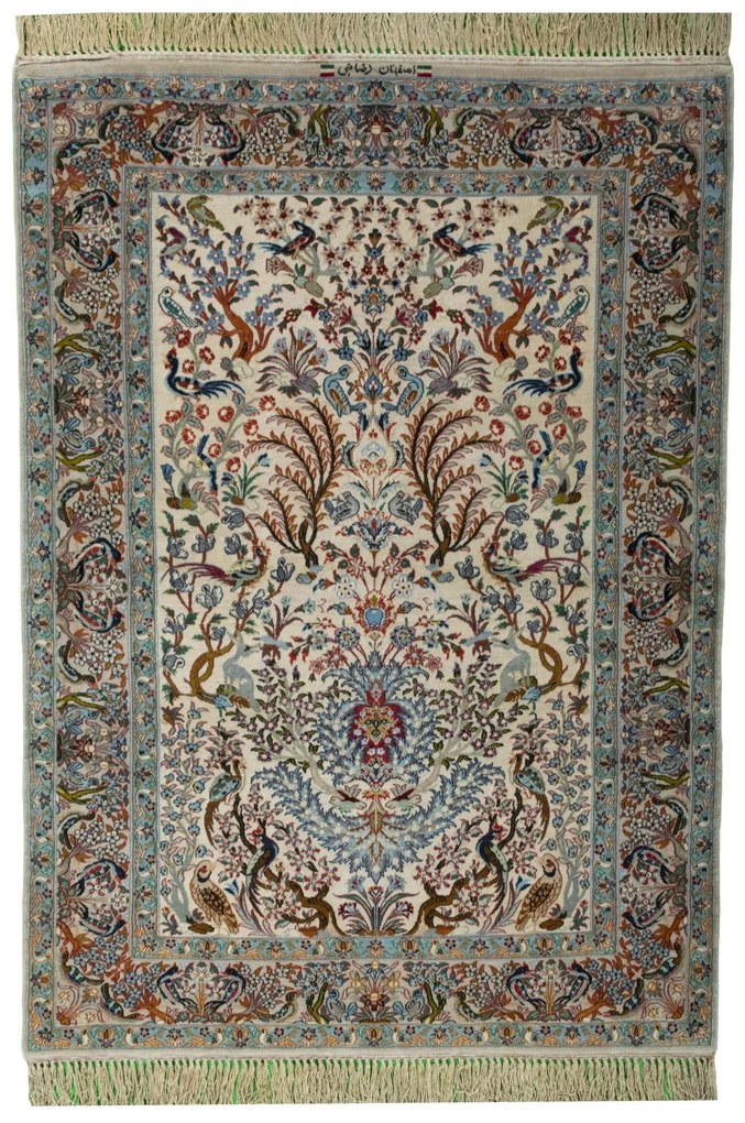 Isfahan Tappeto 160 x 110 Beige (Iran) Annodato A Mano