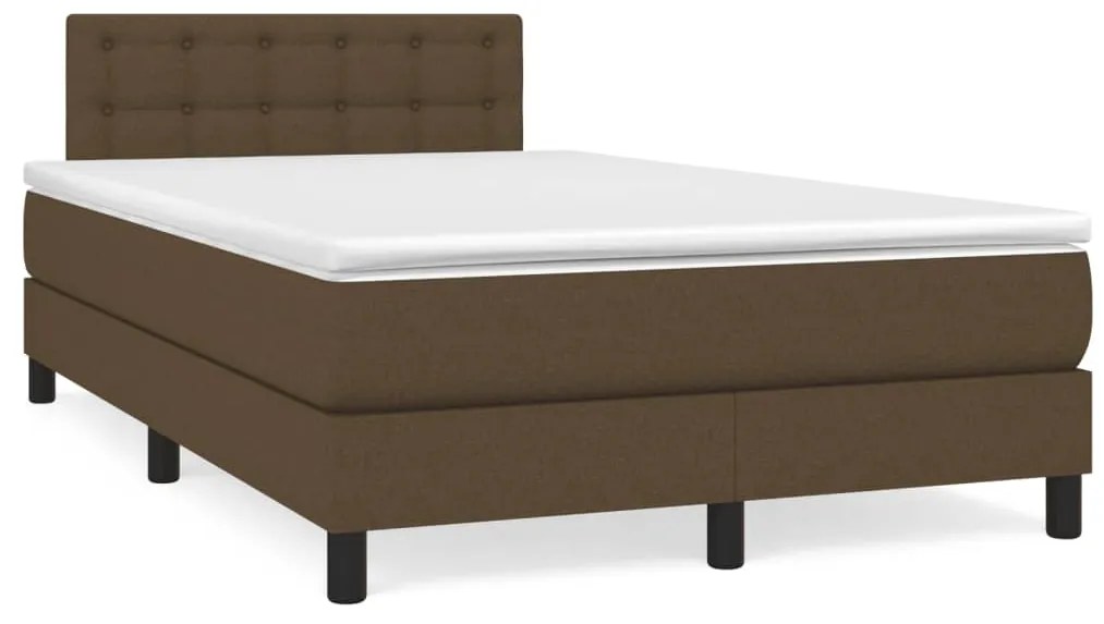 Letto a molle materasso e led marronescuro 120x190cm in tessuto
