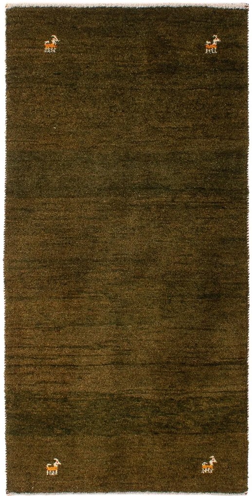 Gabbeh Tappeto 70x140 Verde (Iran) Annodato A Mano