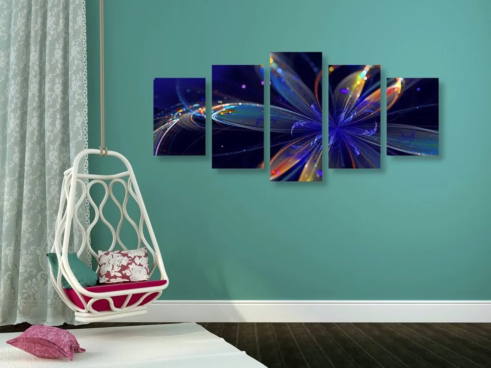 Quadri 5 pezzi – Fiore virtuale