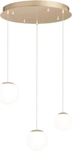 Lampada a sospensione 35 cm in metallo verniciato Oro SANTOS 3 Luci Led