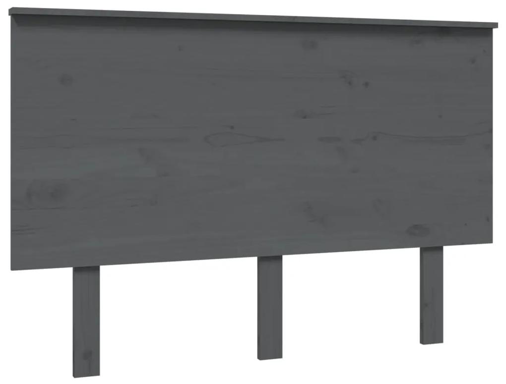 Testiera per letto grigia 124x6x82,5 cm legno massello di pino