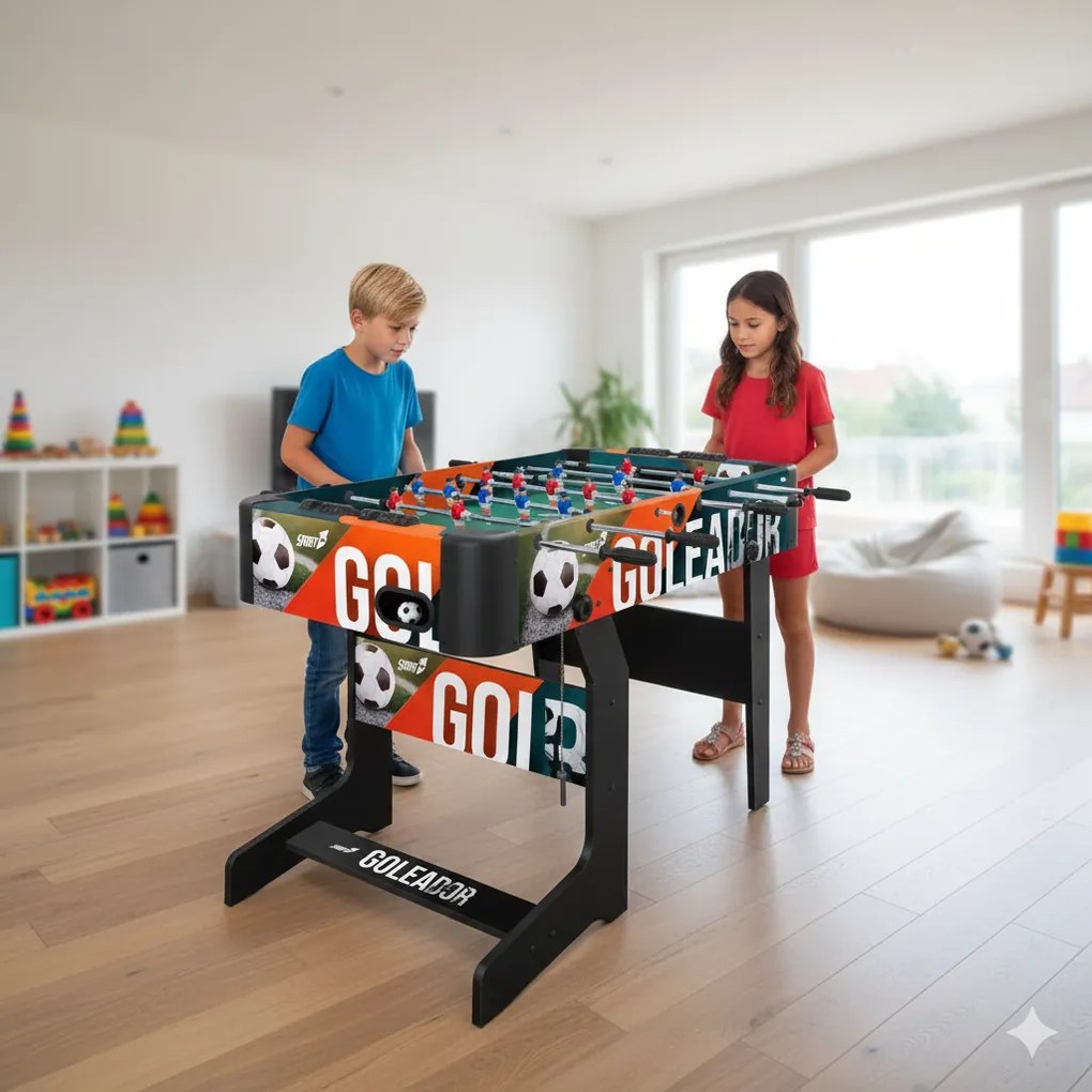 Calciobalilla Pieghevole con Aste Telescopiche 122x61x80 cm in Mdf...