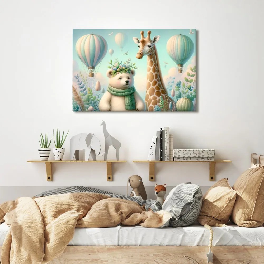 Quadro su tela – Orsetto e giraffa