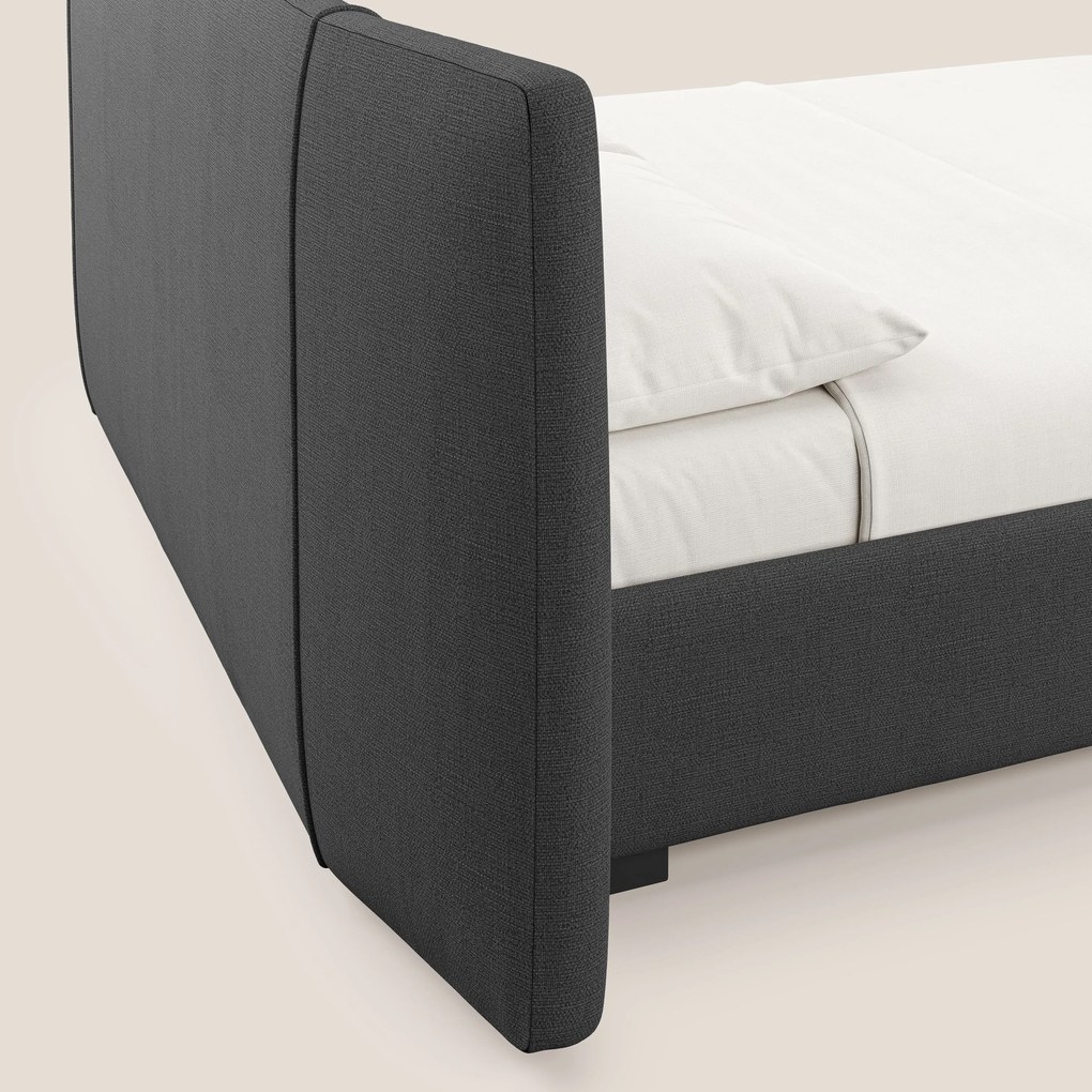 Omero letto imbottito contenitore sfoderabile in tessuto fiammato impermeabile T14 antracite