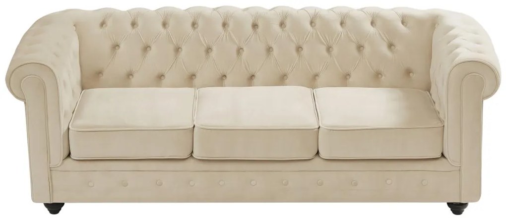 Divano 3 posti in Velluto Beige - CHESTERFIELD