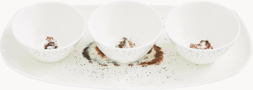 Set da portata in porcellana Fine Bone China Guinea Pigs, set da 4