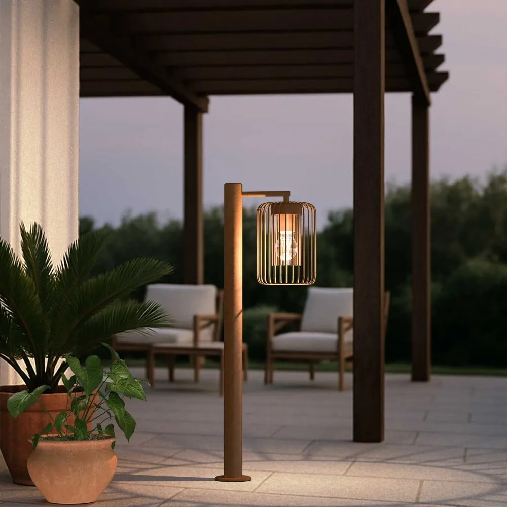 Paletto da Giardino Corten a Lanterna 80cm Base E27 IP54 - Serie NEXUS Colore Corten
