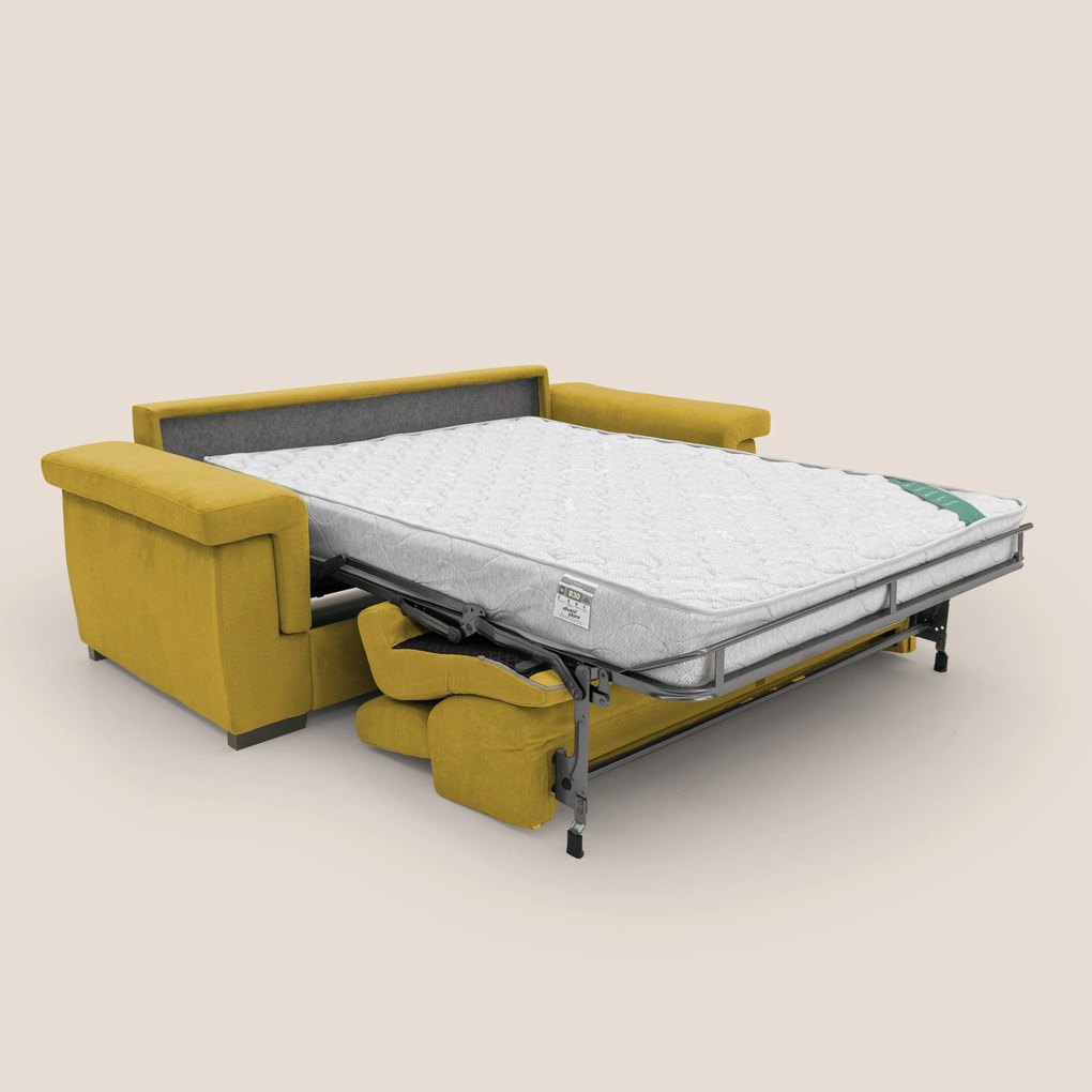 Bjorn divano letto sfoderabile con materasso H18 cm e poggiatesta reclinabili in tessuto impermeabile T02 giallo