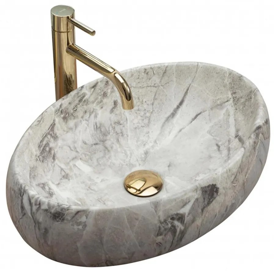 REA-U1020 - Lavabo da appoggio LINDA 34x48,5 cm ceramica/effetto pietra