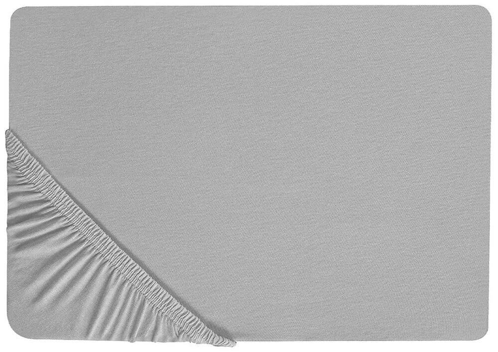 Lenzuolo con angoli cotone grigio chiaro 140 x 200 cm HOFUF Beliani