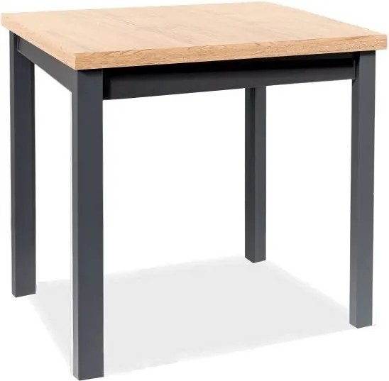Tavolo Adam in MDF nero e piano laminato effetto rovere Artisan – 90x65 cm