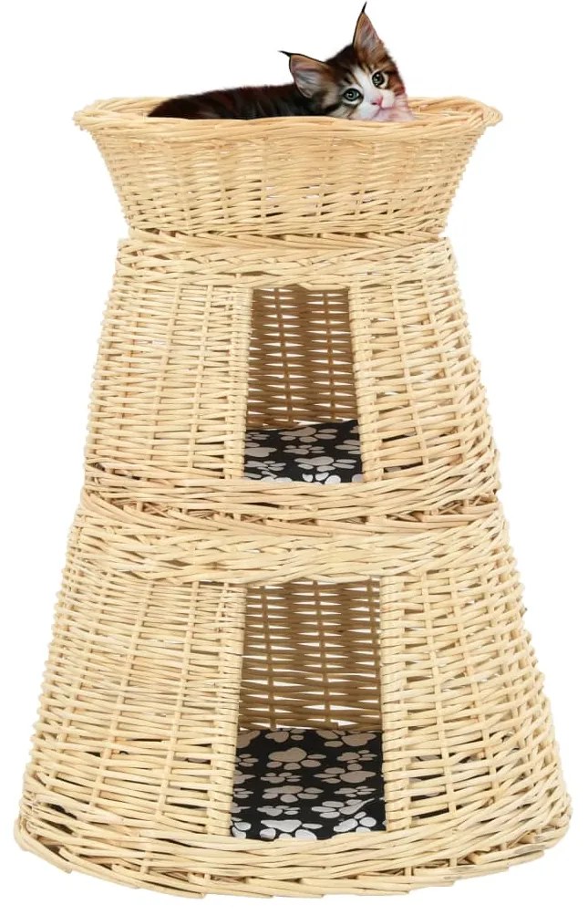 Set Ceste Per Gatti Con Cuscini 3 Pz 47x34x60 Cm Salice Naturale /