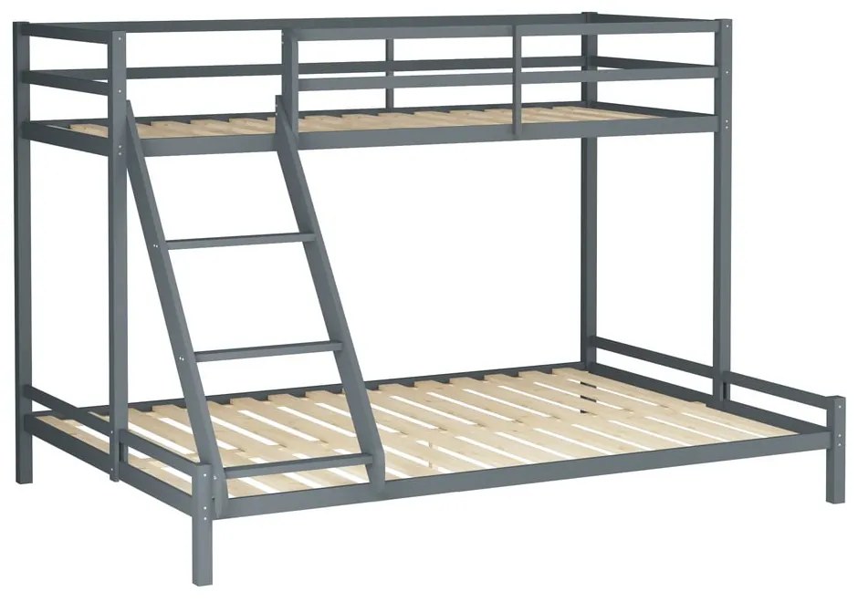 Letto a castello grigio in legno di pino Alpi2 - Støraa