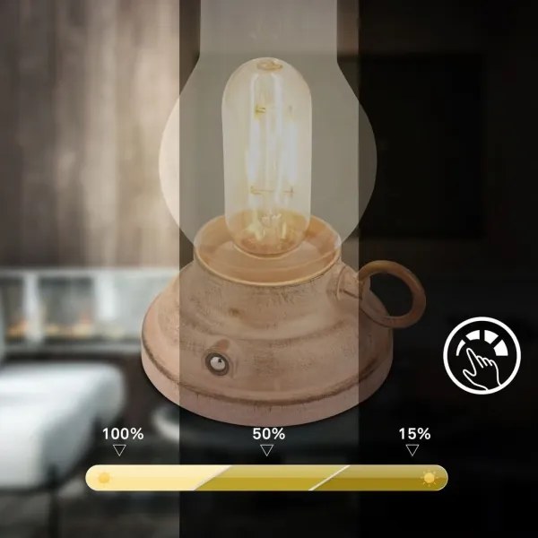 Brilo - Lampada da tavolo ricaricabile LED dimmerabile per esterni KANEA LED 1,5W/5V IP44 1200 mAh beige