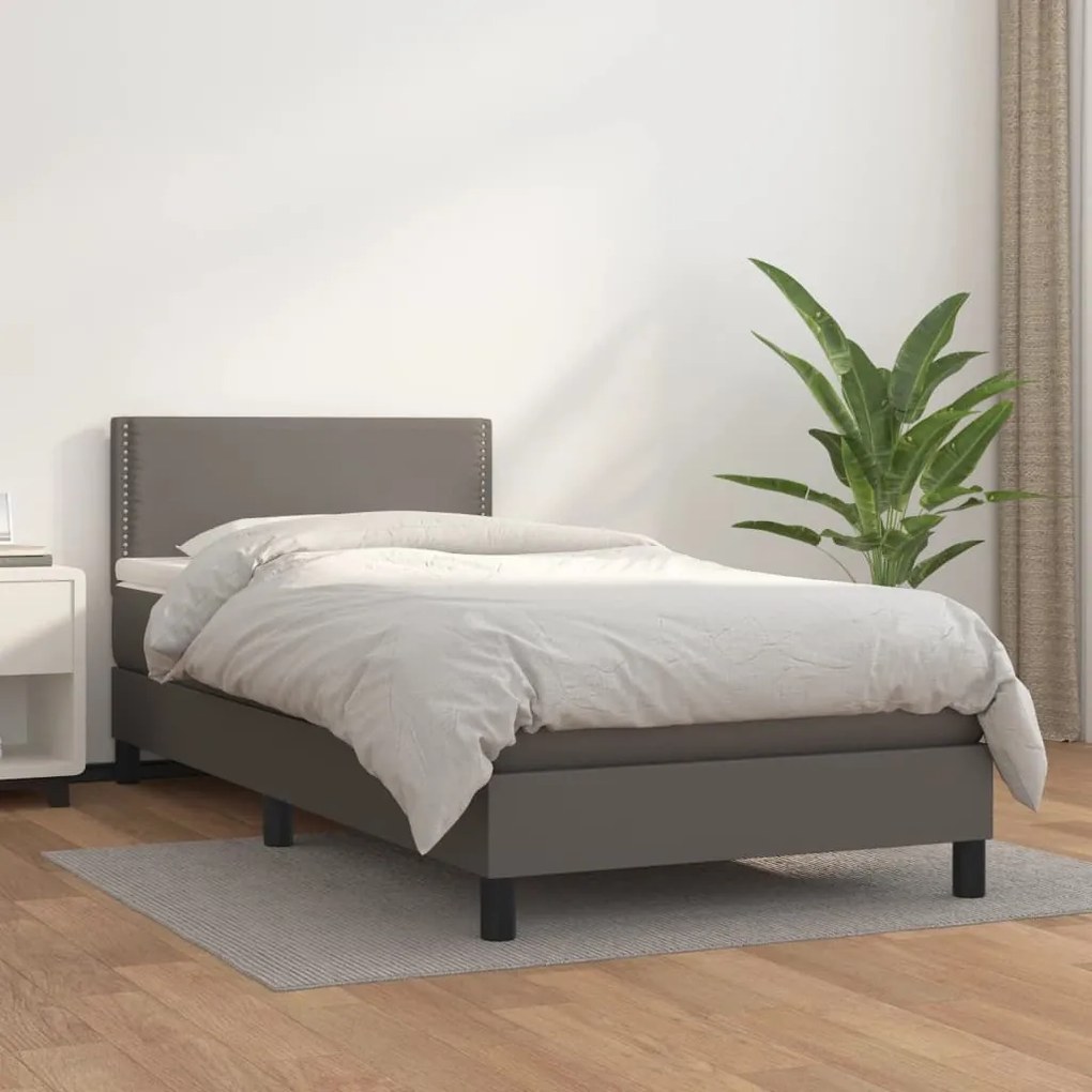 Giroletto A Molle Con Materasso Grgio 90x200 Cm İn Similpelle /